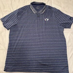 BYU Cougars Nike Dri Fit Polo Shirt XXL Blue and Gray Short Sleeve Golf BYU Logo